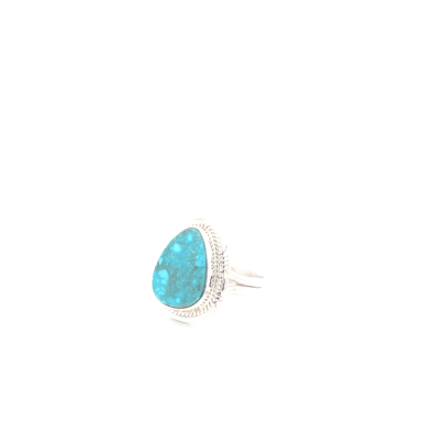 Genuine Kingman Turquoise Sterling Silver Navajo Ring