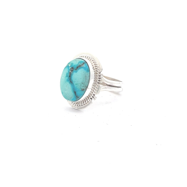 Genuine Kingman Turquoise Sterling  Silver Navajo Ring