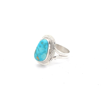Genuine Kingman Turquoise Sterling Silver Native American Ring