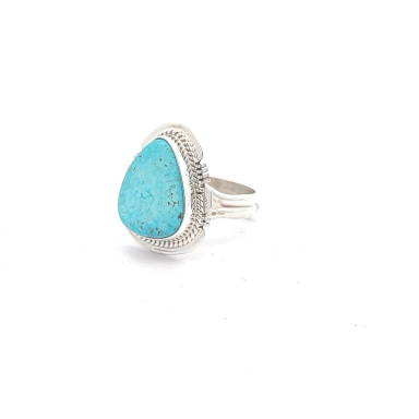 Native American Jewelry Genuine Kingman Turquoise Sterling Silver Ring