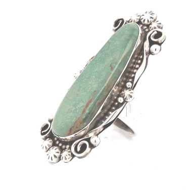 Genuine Manassa Turquoise Sterling Silver Native American Ring