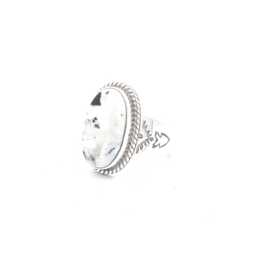 Genuine White Buffalo Turquoise Sterling Silver Navajo Ring