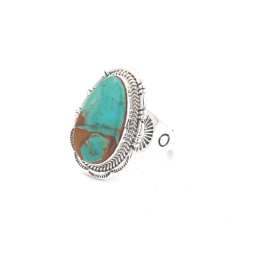 Genuine Manassa Turquoise  Sterling Silver Ring