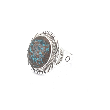 Genuine Boulder Turquoise Sterling Silver Ring