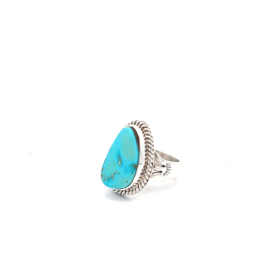 Genuine Kingman Turquoise Sterling Silver Navajo Ring