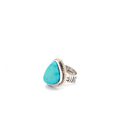 Native American Jewelry Genuine Kingman Turquoise Sterling Silver Ring