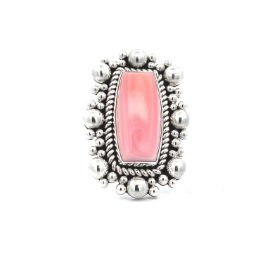 Artie Yellowhorse Jewelry Genuine Pink Conch Sterling Silver Rising Sun Ring