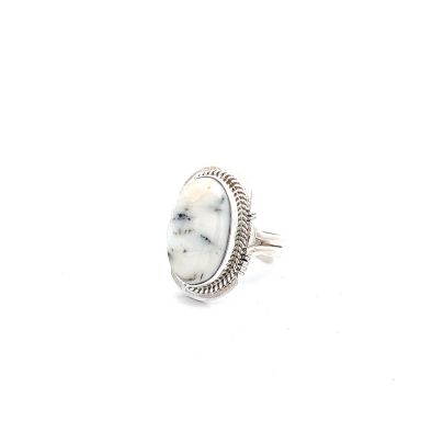 Genuine White Buffalo Turquoise Sterling Silver Navajo Ring