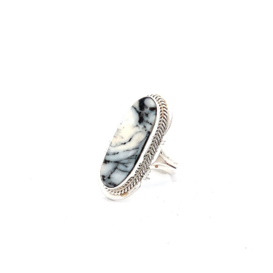 Genuine White Buffalo Turquoise Sterling Silver Native American Ring