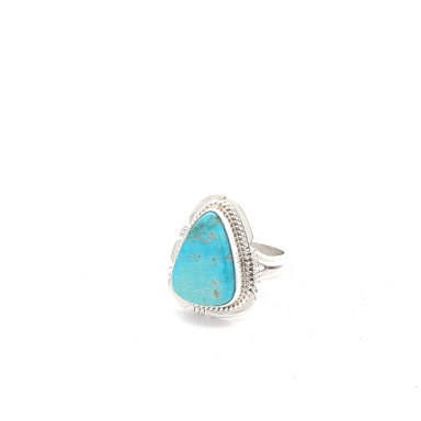 Genuine Kingman Turquoise Sterling Silver Native American Ring