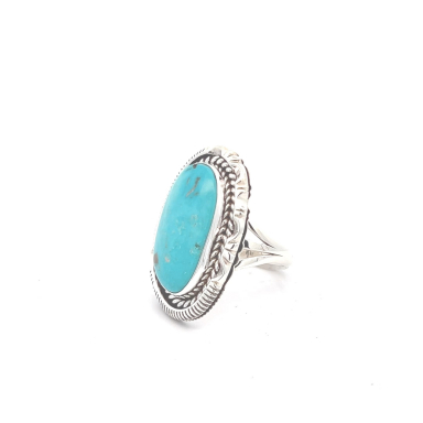 Artie Yellowhorse Genuine Candelaria Turquoise Sterling Silver Ring