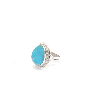 Genuine Blue Kingman Turquoise Sterling Silver Ring
