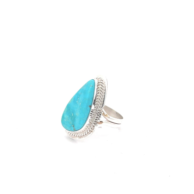 Genuine Blue Kingman Turquoise Sterling Silver Native American Ring