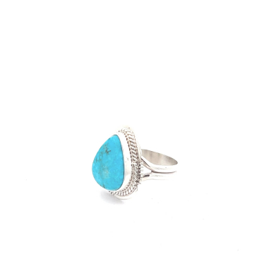 Genuine Kingman Turquoise Sterling Silver Native American Ring