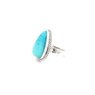 Genuine Blue Kingman Turquoise Sterling Silver Ring