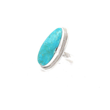Genuine Blue Kingman Turquoise Sterling Silver Navajo Ring