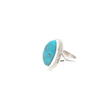 Native American Jewelry Genuine Kingman Turquoise Sterling Silver Ring