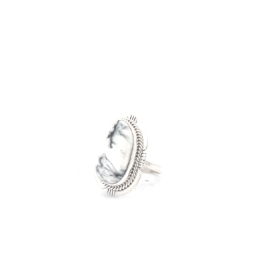 Genuine White Buffalo  Turquoise Sterling Silver Navajo Ring