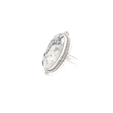 Native American Jewelry Genuine White Buffalo Turquoise Sterling Silver Ring