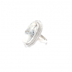 Genuine White Buffalo Turquoise Sterling Silver Ring