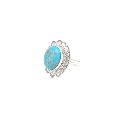 Native American Jewelry Genuine Kingman Turquoise Sterling Silver Ring