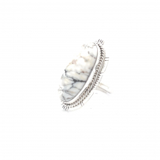 Genuine White Buffalo Turquoise Sterling Silver Native American Ring