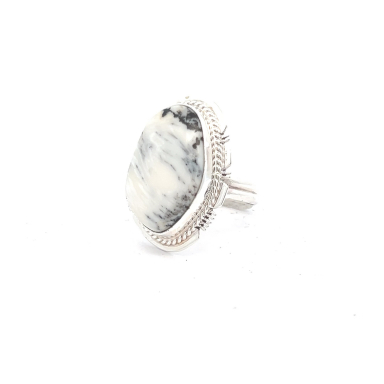 Genuine White Buffalo Turquoise Sterling Silver Navajo Ring