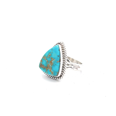 Genuine Blue Kingman Turquoise Sterling Silver Ring