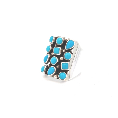 12 High Grade Sleeping Beauty Turquoise Stones Sterling Silver Ring
