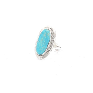 Genuine Kingman Water Web Turquoise Sterling Silver Navajo Ring