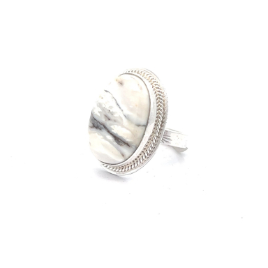 Genuine White Buffalo Turquoise Native American Sterling Silver Ring
