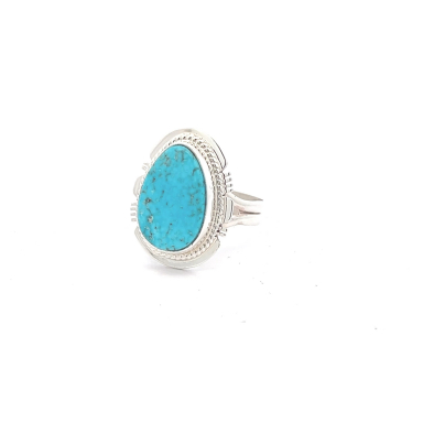 Genuine Turquoise Sterling Silver Navajo Ring