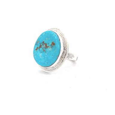 Genuine Kingman Water Web Turquoise Nugget Sterling Silver Ring