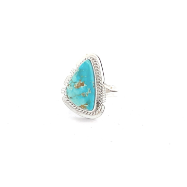 Genuine Kingman Turquoise Sterling Silver Navajo Ring