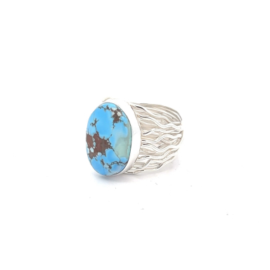 Genuine Golden Hill Turquoise Sterling Silver Branch Ring