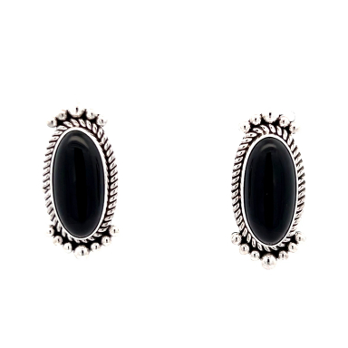 Artie Yellowhorse Genuine Black Onyx Sterling Silver Native American Earrings