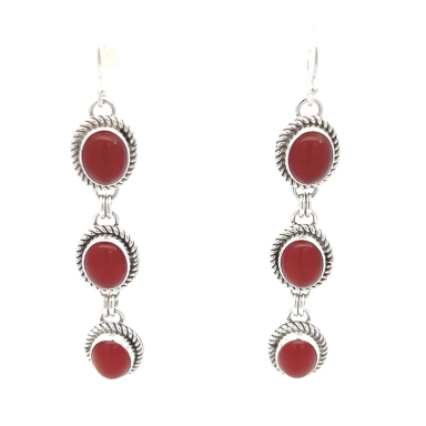 Artie Yellowhorse Navajo Jewelry Genuine Carnelian Sterling Silver Earrings