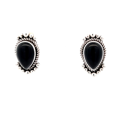 Artie Yellowhorse Native American Jewelry Genuine Black Onyx Sterling Silver Earrings
