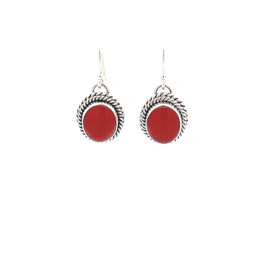 Artie Yellowhorse Jewelry Genuine Mediterranean Coral Sterling Silver Earrings