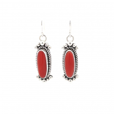 Artie Yellowhorse Jewelry Genuine Mediterranean Coral Sterling Silver Earrings