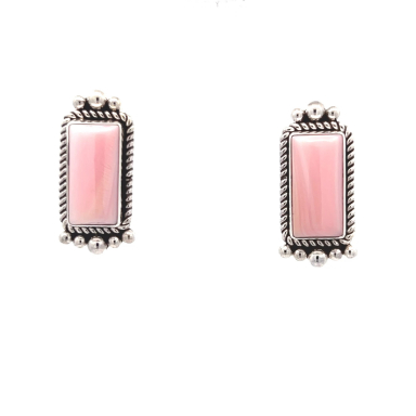 Artie Yellowhorse Jewelry Genuine Pink Conch Sterling Silver Earrings