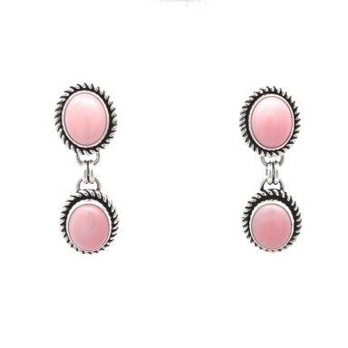 Artie Yellowhorse Native American Jewelry Genuine Pink Conch Sterling Silver Earrings