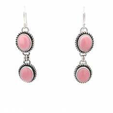 Artie Yellowhorse Jewelry Genuine Pink Conch Sterling Silver Earrings