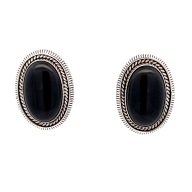 Artie Yellowhorse Sterling Silver Genuine Black Onyx Post Earrings