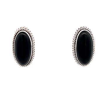 Artie Yellowhorse Genuine Black Onyx Sterling Silver Post Earrings