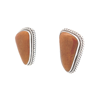 Artie Yellowhorse Jewelry Genuine Palm Wood Sterling Silver Post Earrings