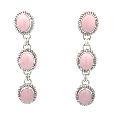 Artie Yellowhorse Jewelry Genuine Pink Conch Sterling Silver Earrings