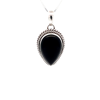 Artie Yellowhorse Jewelry Genuine Black Onyx Sterling Silver Native American Pendant