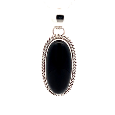 Artie Yellowhorse Native American Jewelry Genuine Black Onyx Sterling Silver Pendant