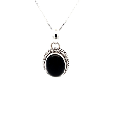 Artie Yellowhorse Jewelry Genuine Black Onyx Sterling Silver Navajo Pendant